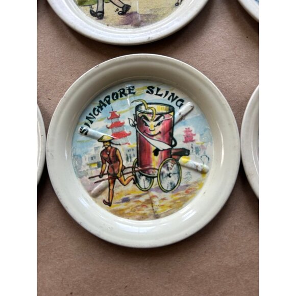 Vintage Metal Bar Coasters 1950's - Picture 3 of 8